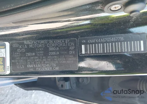 2016 Kia Forte Lx z USA, uszkodzony, nr VIN KNAFK4A67G5467716